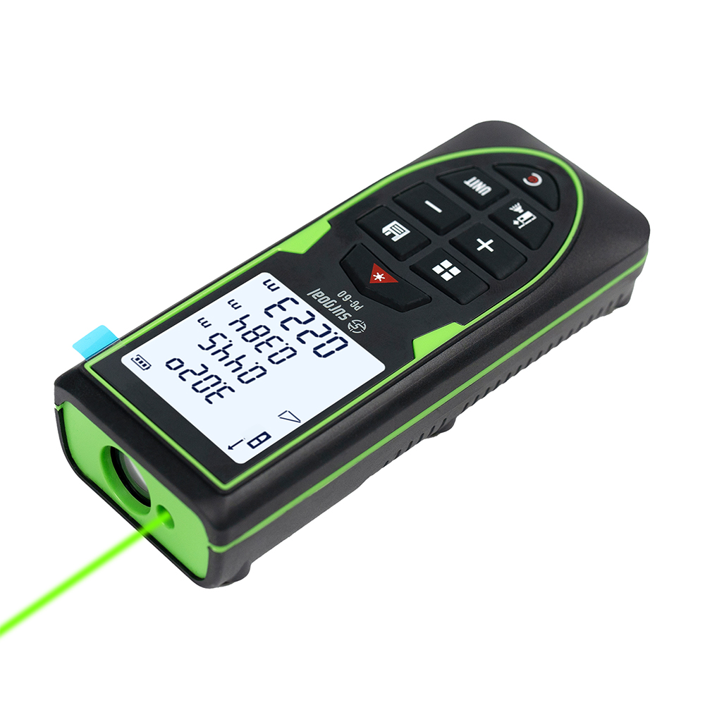 Industrial Laser Training - グリーンレーザー距離計 120m レンジファインダー 充電式 デジタルレベル計付き レーザーテープ
