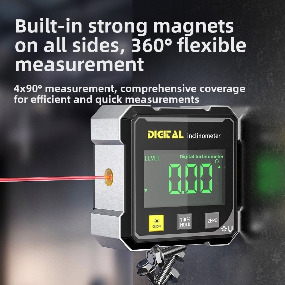 Industrial Laser Level - 四面表示角度ゲージデジタル表示磁気吸引レベル分度器傾斜計正確な 360 度角度ゲージ