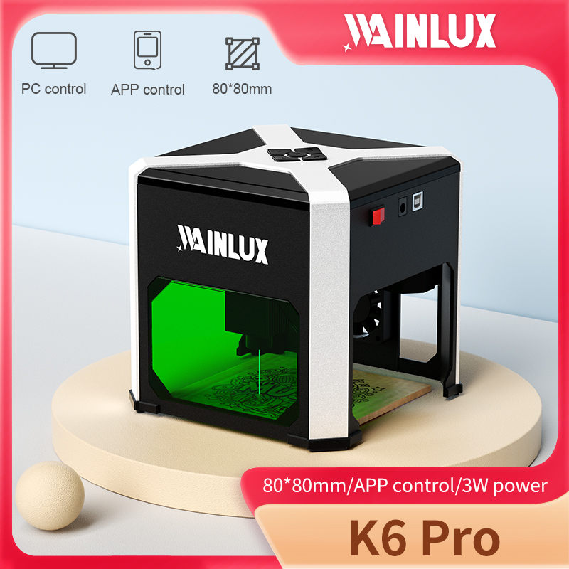 Industrial Laser Equipment - Wainlux レーザー彫刻機 K6 マークプリンターカッター木工機械プラスチック 3000mw Bluetooth