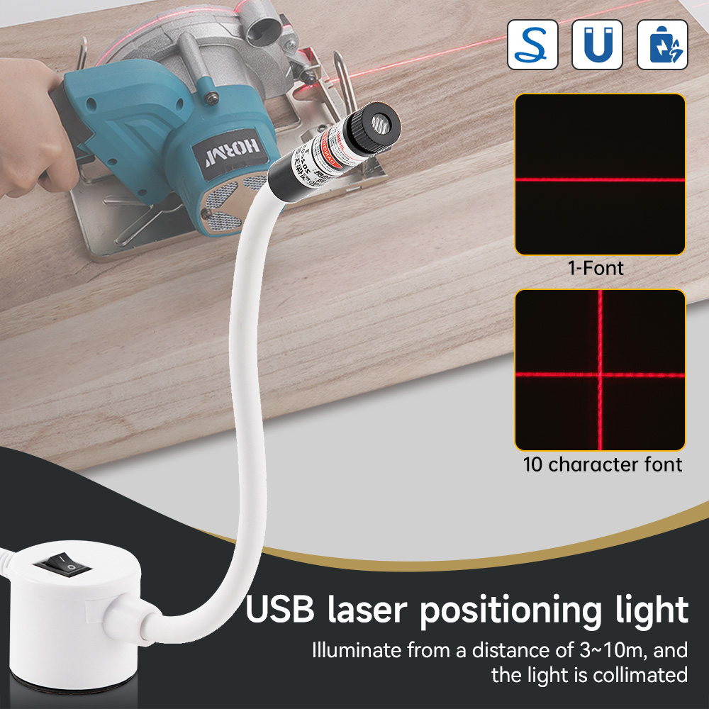 Industrial Laser Equipment - USB 電源赤色レーザーライト縫製位置決めランプ切断磁気ベース DC5V ライン/クロスミシンアクセサリー