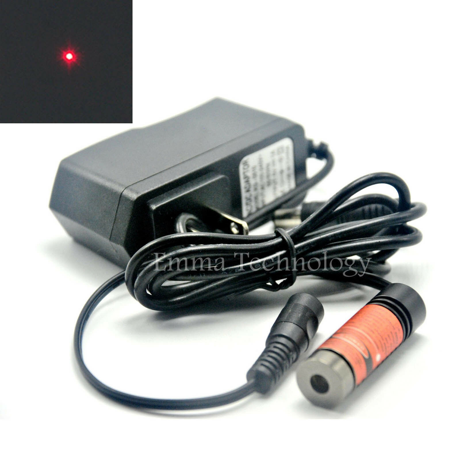 Industrial Laser Module - 工業用レッドドットレーザーダイオードモジュール,650nm, 14.5x45mm, 5v,1aアダプター