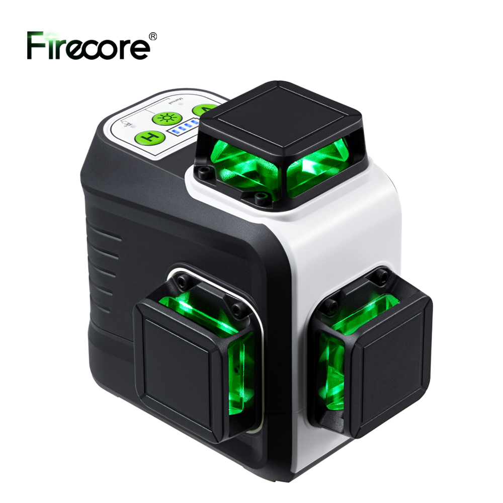 Industrial Laser Level - Firecore-グリーン3Dレーザーレベル360, 12ライン,セルフレベリング,水平および垂直クロスライン,非常に強力なツール,g50
