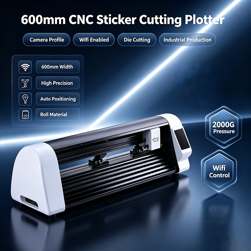 Industrial Laser Cutting - 600mm CNCレーザーステッカーカッティングプロッター カメラプロファイルダイカッティングマシン Wifi対応 産業用生産カッター