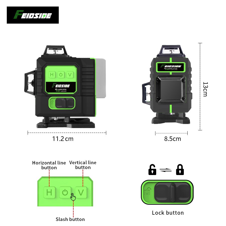 FEIDSIDE 16/12ライン グリーンレーザーレベル  - Industrial Laser Level のレビューと価格