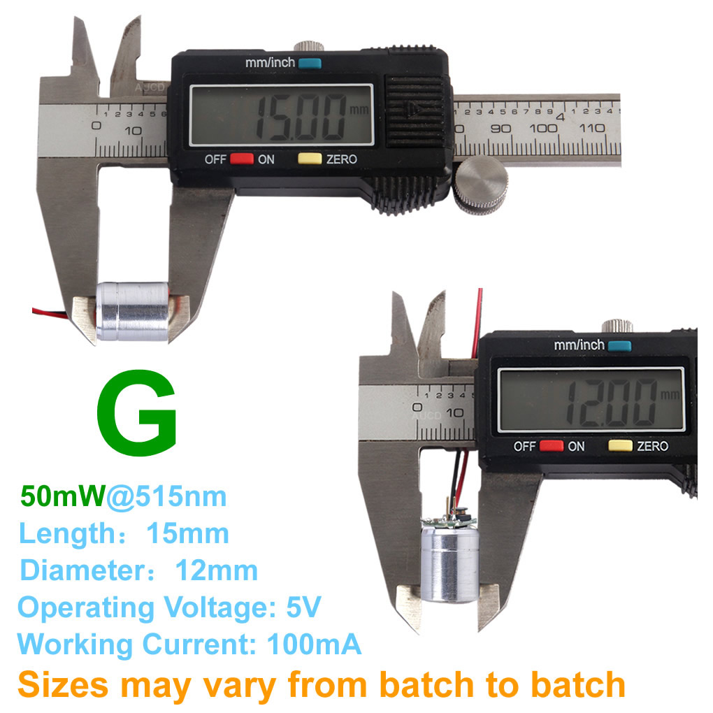 Φ12x15mm DC 5V 赤-100mW 緑-50mW  - Industrial Laser Module のレビューと価格