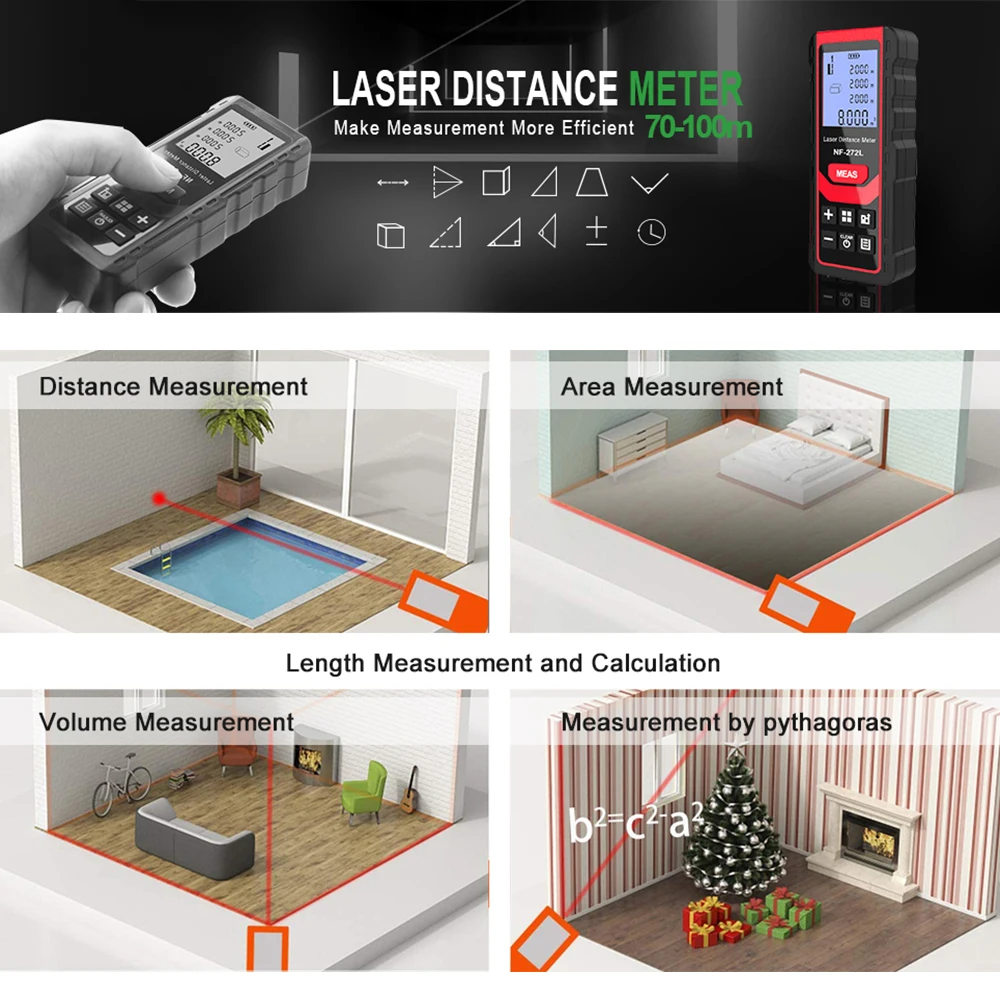 Noyafa-NF-271レーザー距離計,デジタル距離計,巻 - Industrial Laser Training のレビューと価格