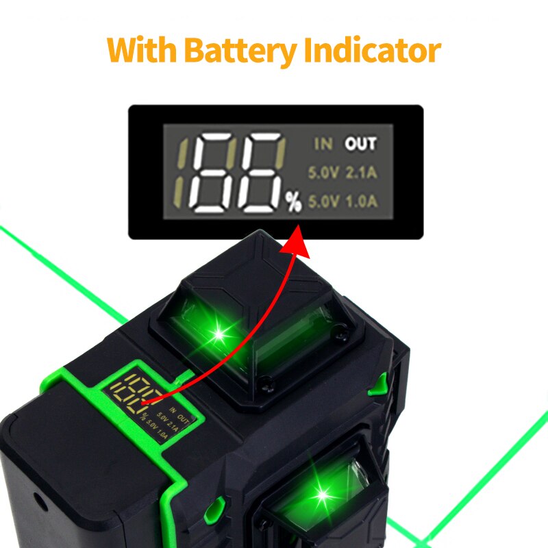 フェイドサイド16/12ライン4d/3dレーザーレベルグリー - Industrial Laser Level のレビューと価格
