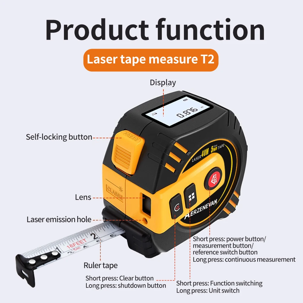 80mレーザーテープメジャー、測定ツール、レーザー距離計、ス - Industrial Laser Training のレビューと価格