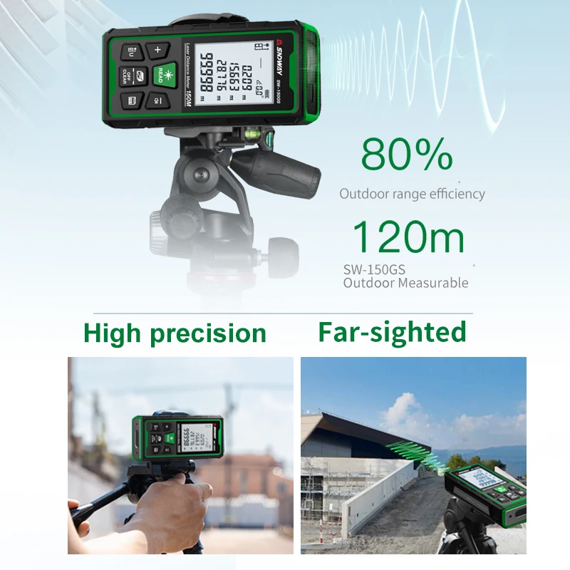 グリーンレーザー距離計デジタル距離計 150 メートル 10 - Industrial Laser Training のレビューと価格