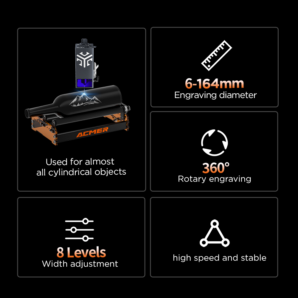 ACMER M3 レーザーロータリーローラー 360 °   - Industrial Laser Cutting のレビューと価格