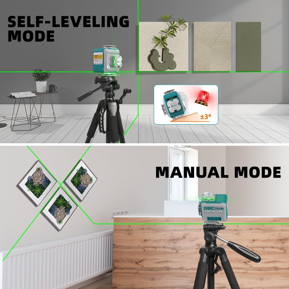Decteam 4D クロスラインレーザーレベル 16 ライ - Industrial Laser Level のレビューと価格