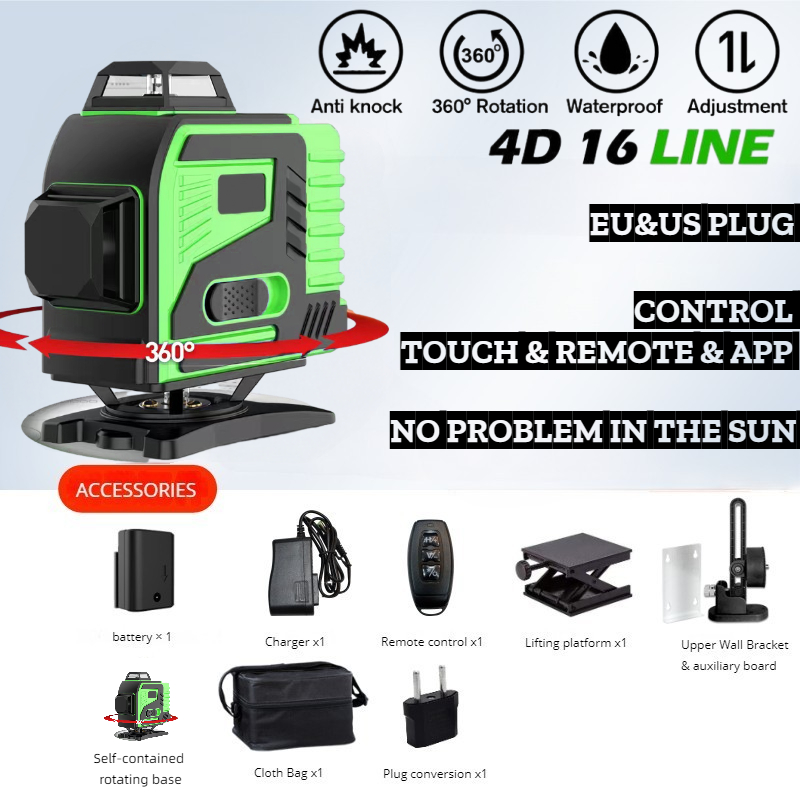 三脚/ニベルAレーザー 16ライン プロ仕様グリーンレーザー - Industrial Laser Level のレビューと価格